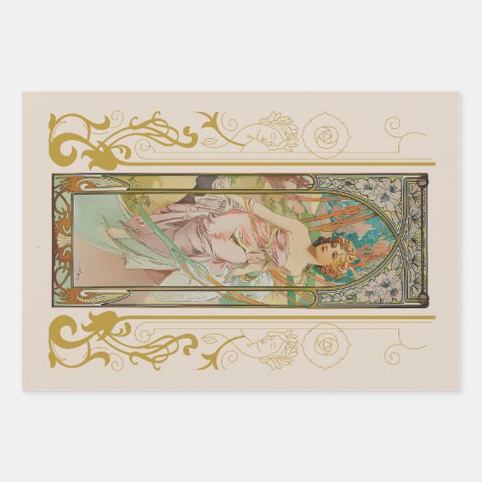 Art Nouveau Alphonse Mucha - Ochtend Ontwaken Inpakpapier Vel (Voorkant)