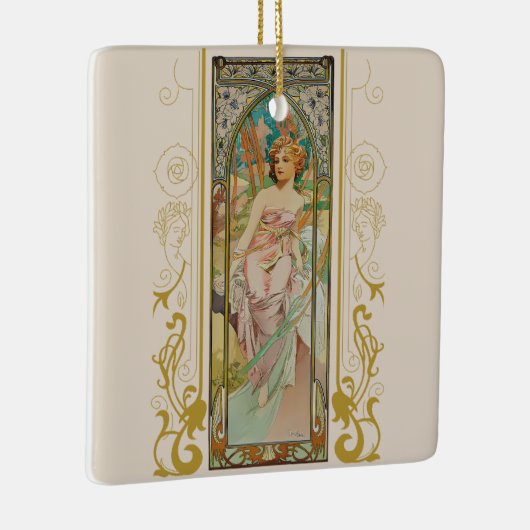 Art Nouveau Alphonse Mucha - Ochtend Ontwaken Keramisch Ornament (Rechts)