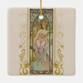 Art Nouveau Alphonse Mucha - Ochtend Ontwaken Keramisch Ornament (Achterkant)