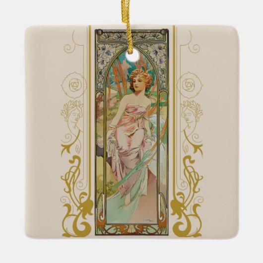 Art Nouveau Alphonse Mucha - Ochtend Ontwaken Keramisch Ornament (Voorkant)