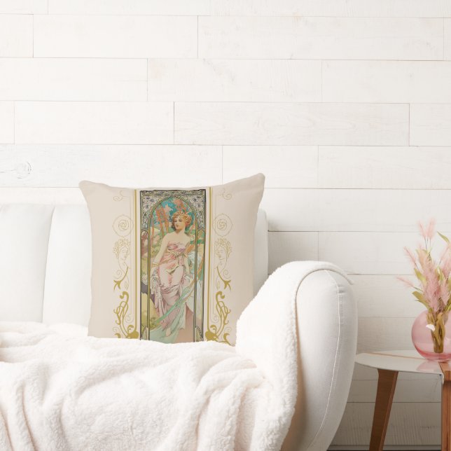 Art Nouveau Alphonse Mucha - Ochtend Ontwaken Kussen (Bank)