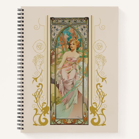 Art Nouveau Alphonse Mucha - Ochtend Ontwaken Notitieboek (Voorkant)
