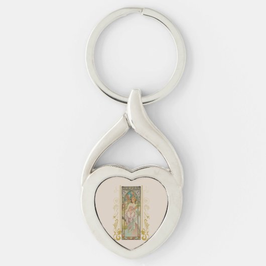 Art Nouveau Alphonse Mucha - Ochtend Ontwaken Sleutelhanger (Voorkant)