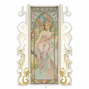 Art Nouveau Alphonse Mucha - Ochtend Ontwaken Sticker