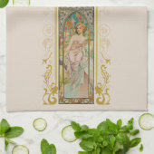 Art Nouveau Alphonse Mucha - Ochtend Ontwaken Theedoek (Gevouwen)