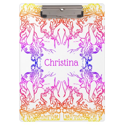 Art nouveau Alphonse Mucha salon kleurrijk Klembord (Voorkant)