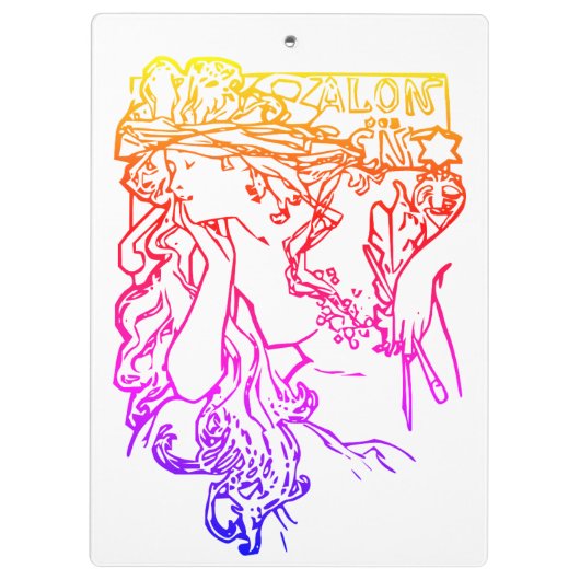 Art nouveau Alphonse Mucha salon kleurrijke girly Klembord (Achterkant)