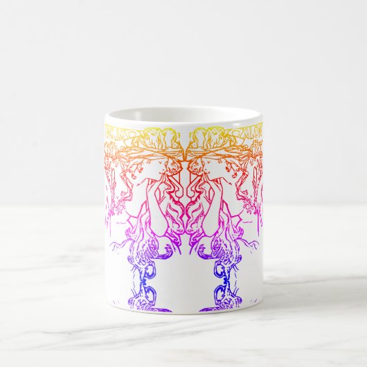 Art nouveau Alphonse Mucha salon vrouw kleurrijk Koffiemok (Center)