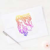 Art nouveau Alphonse Mucha salon vrouw kleurrijk Vierkante Sticker (Envelop)