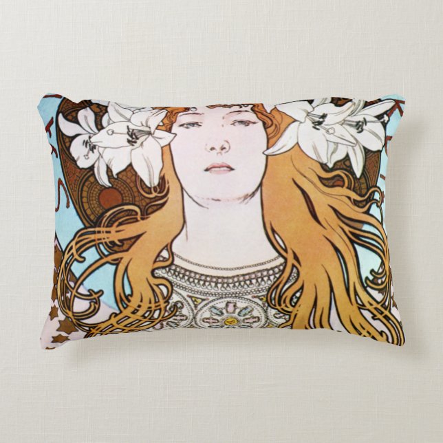 Art Nouveau - Alphonse Mucha - Sarah Bernhardt Accent Kussen (Voorkant)