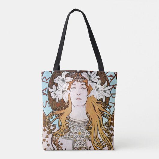 Art Nouveau - Alphonse Mucha - Sarah Bernhardt Tote Bag (Achterkant)