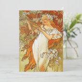 Art Nouveau Alphonse Mucha Spring Invitations Kaart (Staand voorkant)