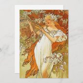 Art Nouveau Alphonse Mucha Spring Invitations Kaart (Voorkant / Achterkant)