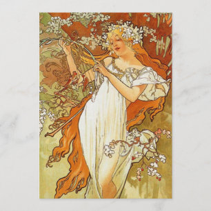 Art Nouveau Alphonse Mucha Spring Invitations Kaart