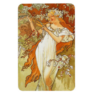 Art Nouveau Alphonse Mucha Spring Magnet Magneet