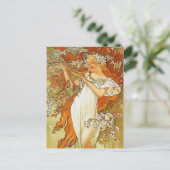 Art Nouveau Alphonse Mucha Spring Post Card Briefkaart (Staand voorkant)