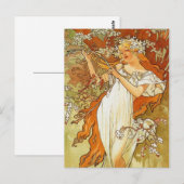 Art Nouveau Alphonse Mucha Spring Post Card Briefkaart (Voorkant / Achterkant)