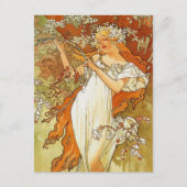 Art Nouveau Alphonse Mucha Spring Post Card Briefkaart (Voorkant)