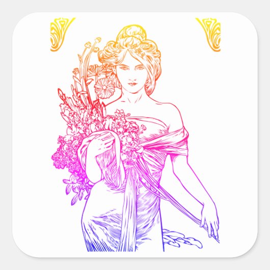 Art nouveau Alphonse Mucha sticker (Voorkant)