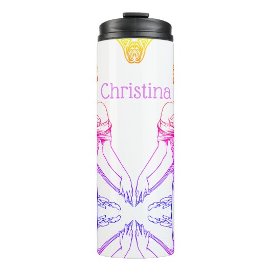 Art nouveau Alphonse Mucha Thermosbeker (Voorkant)