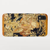 Art nouveau alphonse mucha vrouw bloemengoud zwart Case-Mate iPhone case (Achterkant (horizontaal))