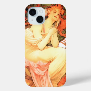Art nouveau alphonse mucha vrouw bloemig parfum iPhone 15 case