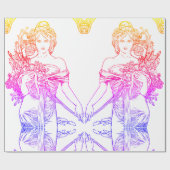 Art nouveau Alphonse Mucha, vrouw met bloemen Cadeaupapier (Vlak)