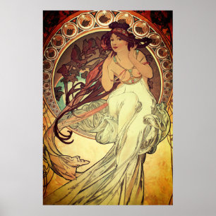 Art nouveau Alphonse Mucha vrouw muziek muze Poster