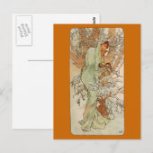 Art Nouveau - Alphonse Mucha - Winter Briefkaart (Voorkant / Achterkant)