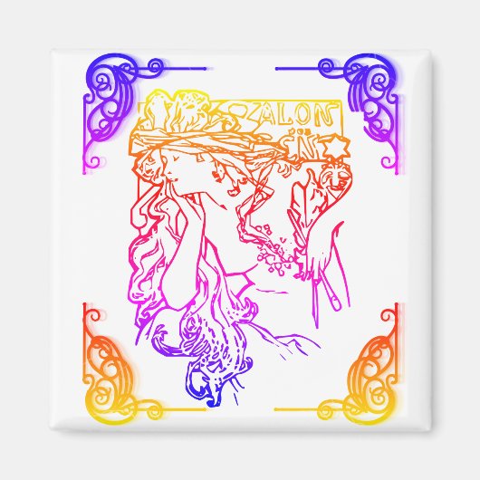 Art nouveau Alphonse Mucha woman salon Magneet (Voorkant)