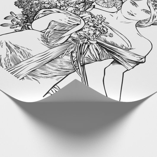 Art nouveau Alphonse Mucha wrappapier Cadeaupapier (Hoek)