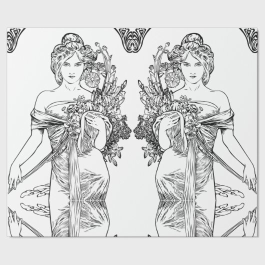 Art nouveau Alphonse Mucha wrappapier Cadeaupapier (Zoom)