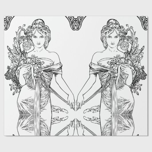 Art nouveau Alphonse Mucha wrappapier Cadeaupapier (Vlak)