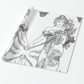 Art nouveau Alphonse Mucha wrappapier Cadeaupapier (Uitgerold)