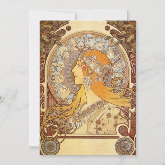 Art Nouveau Alphonse Mucha Zodiac Invitations Kaart (Voorkant)