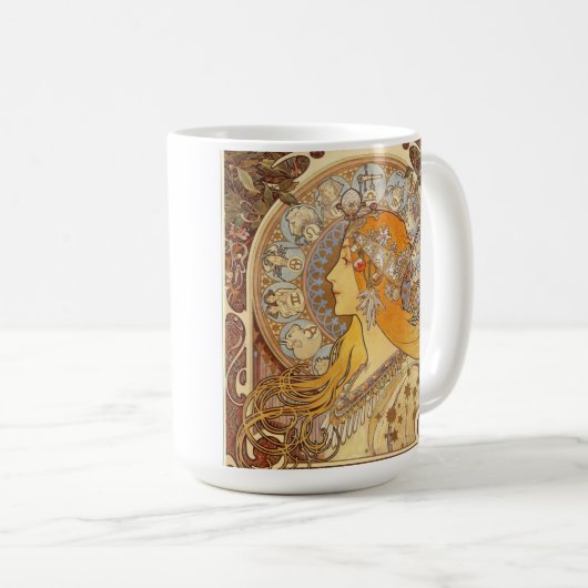 Art Nouveau Alphonse Mucha Zodiac Mok (Voorkant rechts)