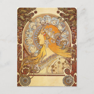 Art Nouveau Alphonse Mucha Zodiac Post Card Briefkaart