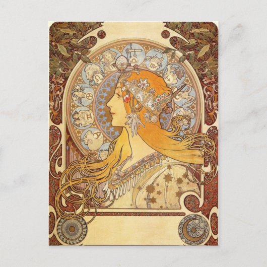 Art Nouveau Alphonse Mucha Zodiac Post Card Briefkaart (Voorkant)