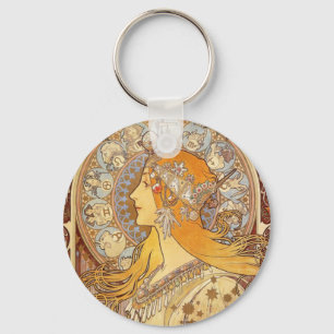 Art Nouveau Alphonse Mucha Zodiac Sleutelhanger