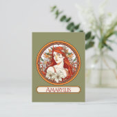 Art Nouveau Amaryllis Vrouw Briefkaart (Staand voorkant)