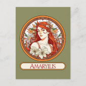 Art Nouveau Amaryllis Vrouw Briefkaart (Voorkant)