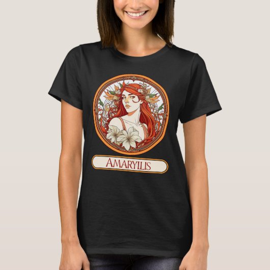 Art Nouveau Amaryllis Vrouw T-shirt (Voorkant)