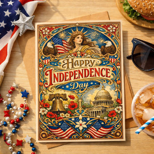 Art Nouveau Americana Patriottisch Feestdagen Kaart