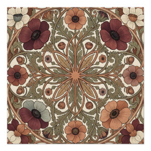 Art Nouveau Anemoon Bloemstuk Cirkelvormig Perfect Poster