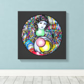 Art Nouveau Angel On Stained Glass Canvas Afdruk (Insitu (Houten vloer))