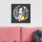 Art Nouveau Angel On Stained Glass Canvas Afdruk (Insitu (Woonkamer))