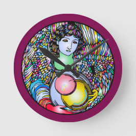 Art Nouveau Angel On Stained Glass Ronde Klok