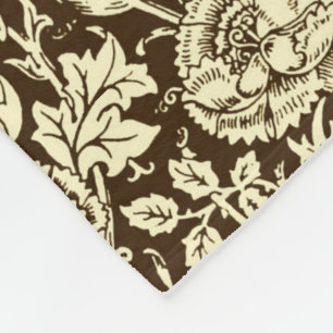 Art Nouveau Anjer Damast, Bruin en Crème Fleece Deken