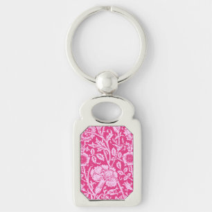 Art Nouveau Anjer Damast, Fuchsia Roze Sleutelhanger