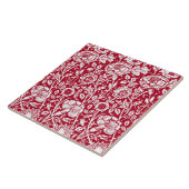 Art Nouveau Anjer Damast, Rood en Wit Tegeltje (Zijkant)